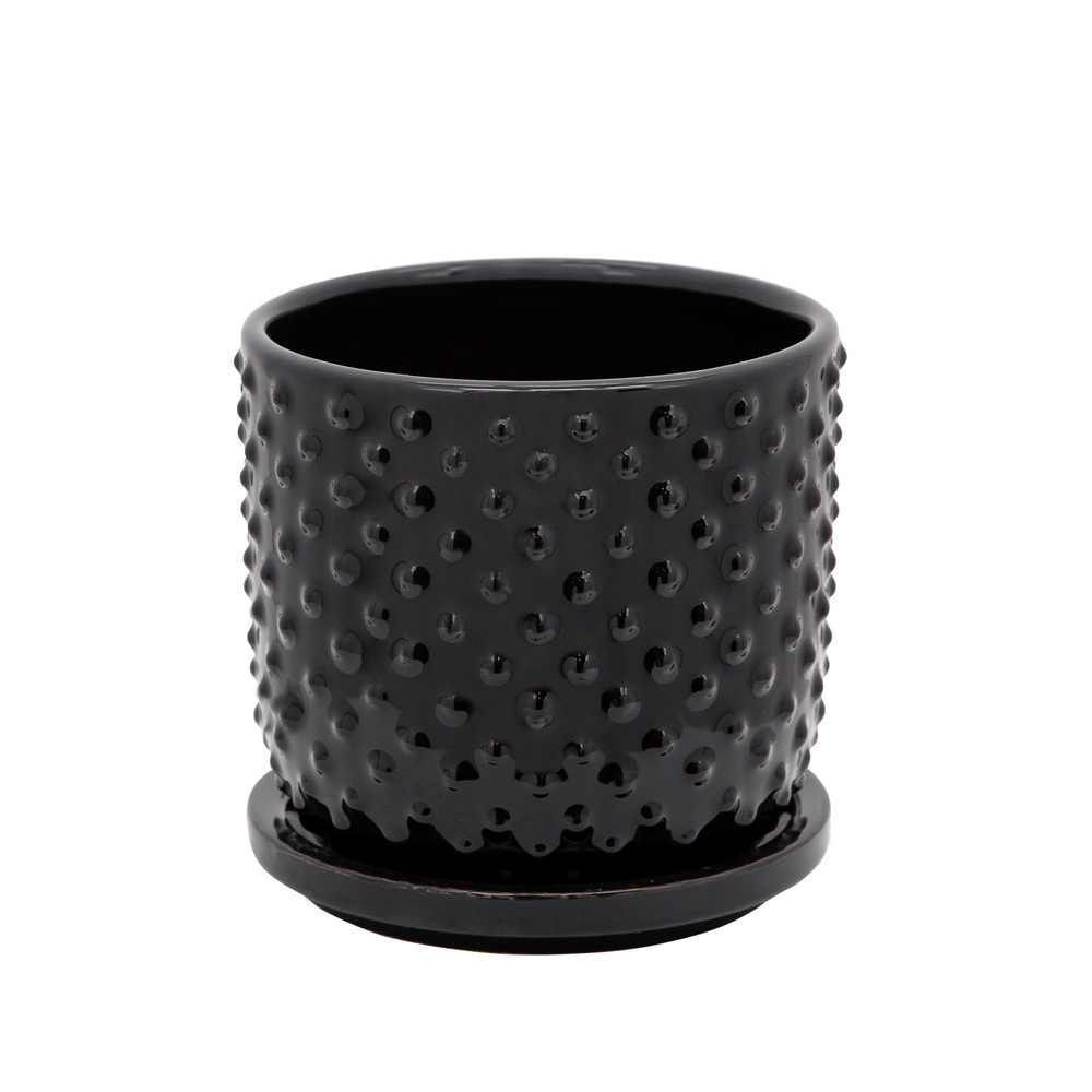Picture of Tiny Dots 5" Planter with Saucer - Black