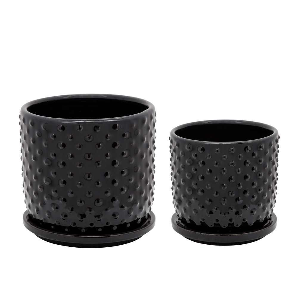 Picture of Tiny Dots 5" Planter with Saucer - Black