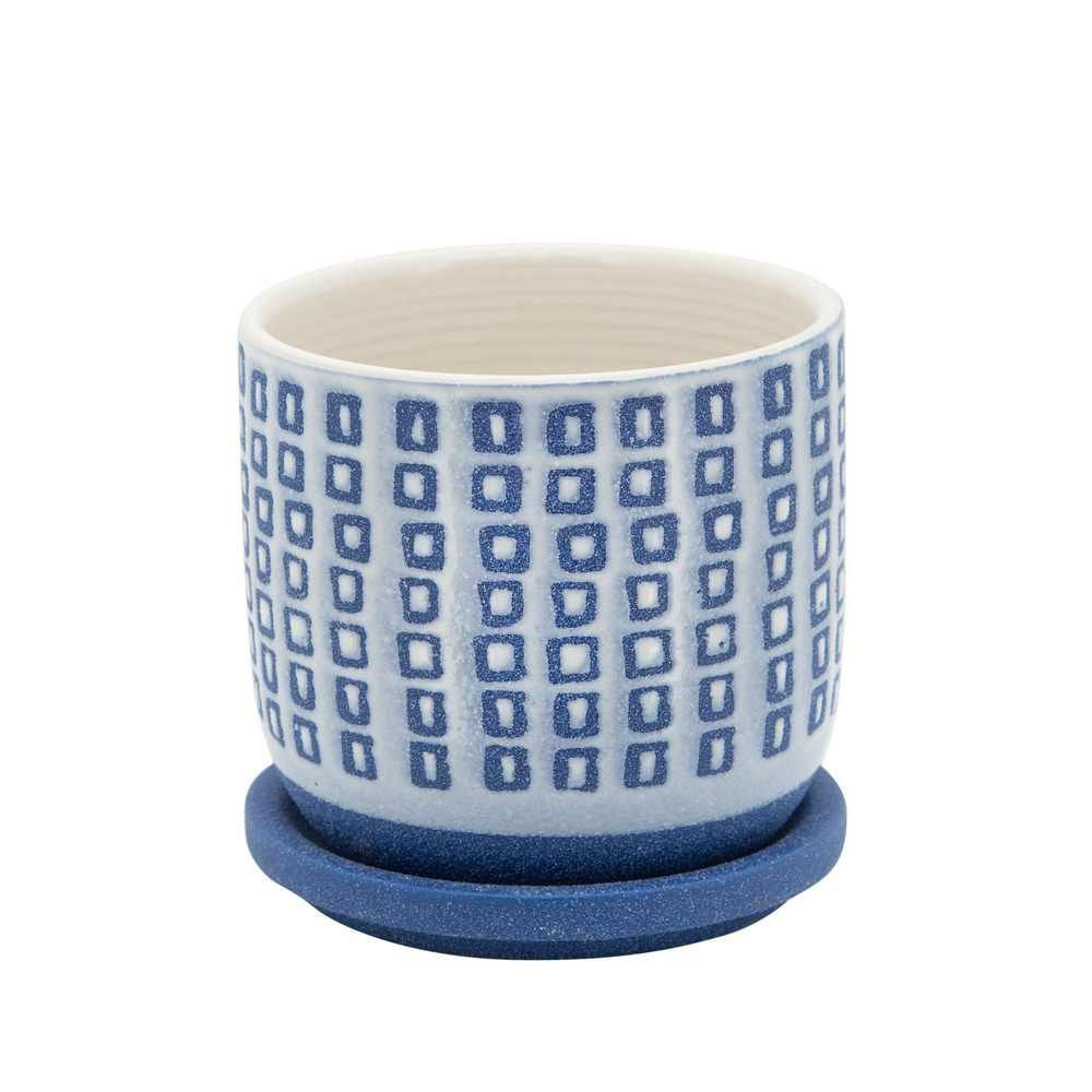 Picture of Tiny Squares 5" Planter with Saucer - Blue