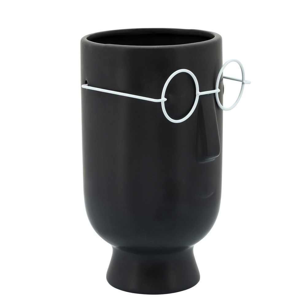 Picture of Face with Glasses 9" Planter - Black