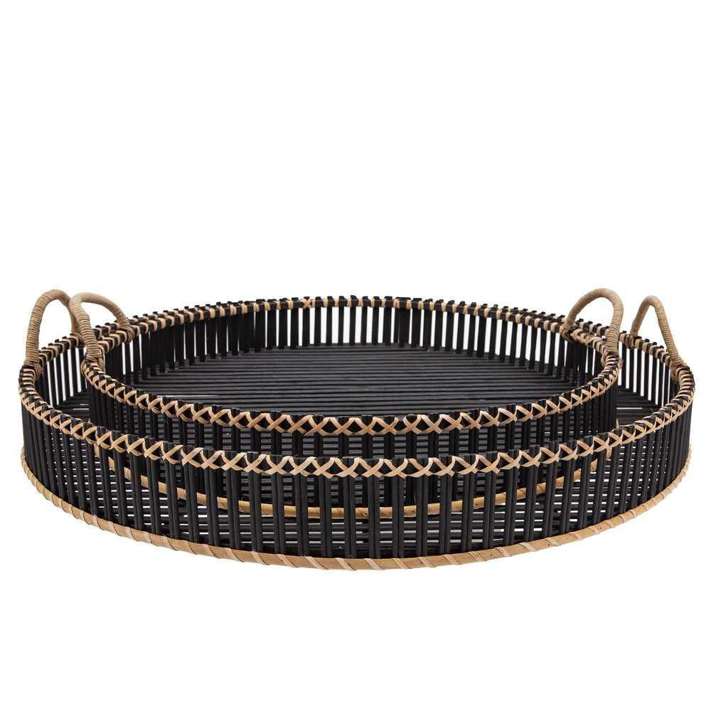 Picture of Bamboo 24" and 30" Round Trays - Set of 2 - Black 