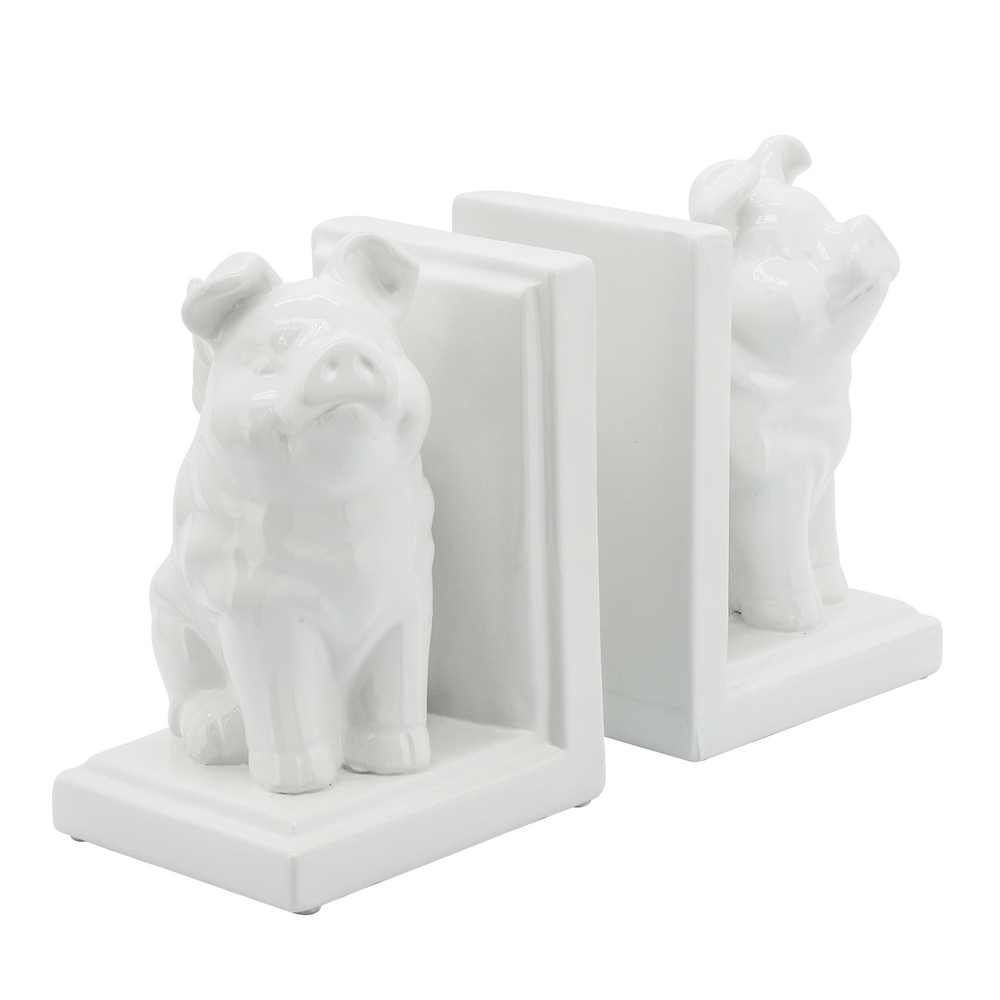 Picture of Winged Pigs Bookends 7" - Set of 2 - White