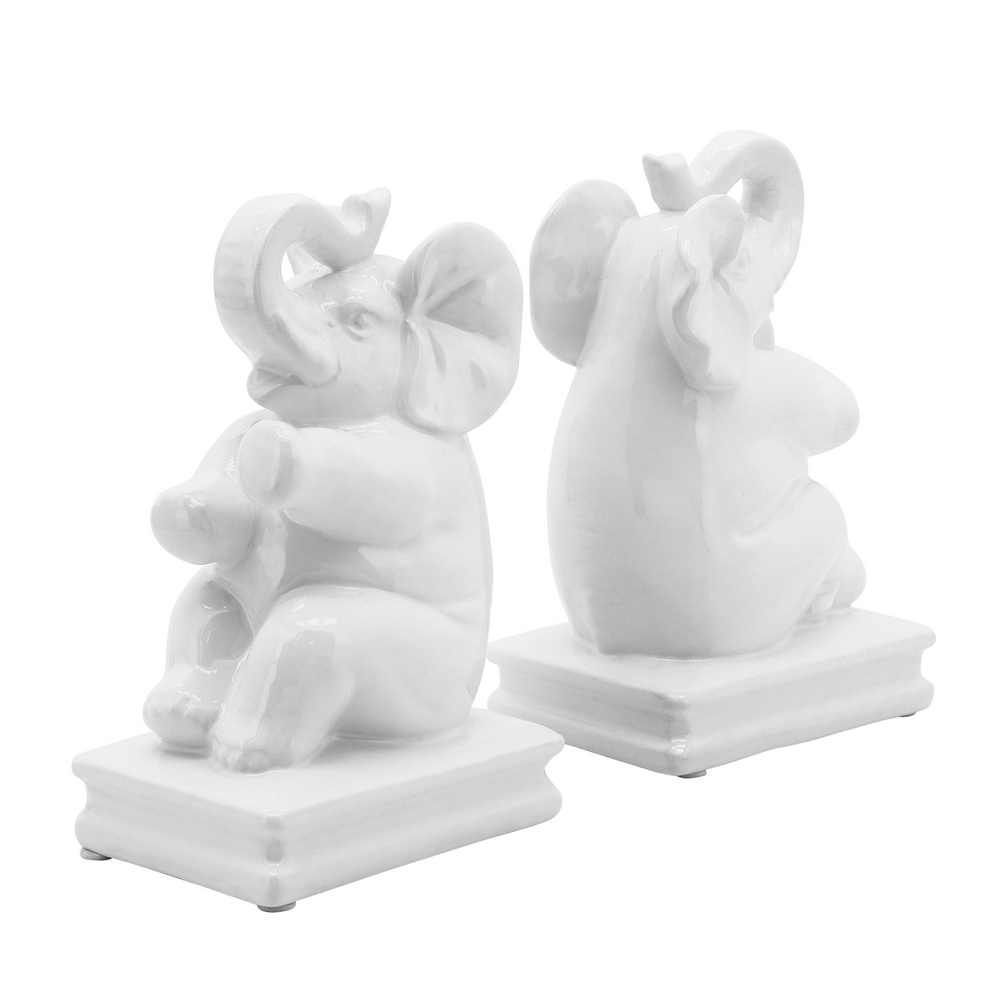 Picture of Elephant Bookends 7" - Set of 2 - White