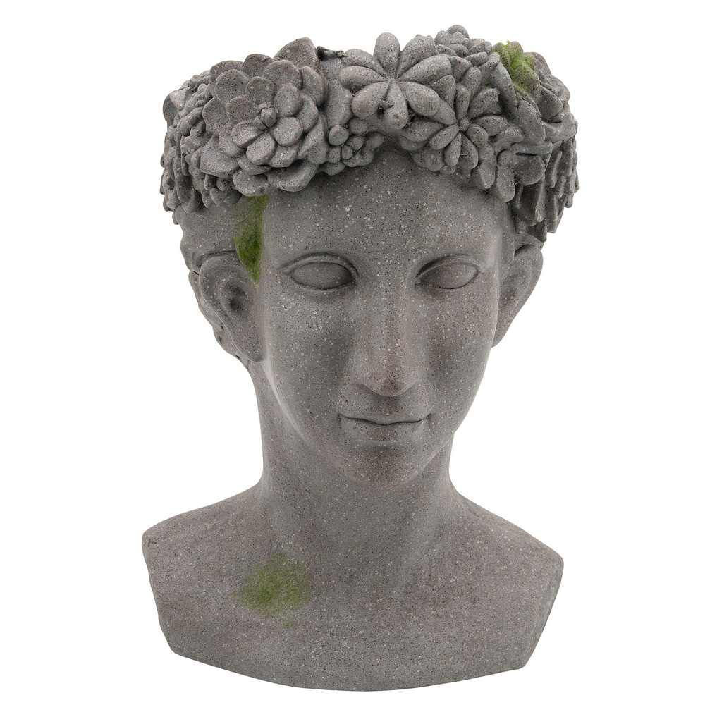 Picture of Resin 19" Lady with Daisies Planter - Gray