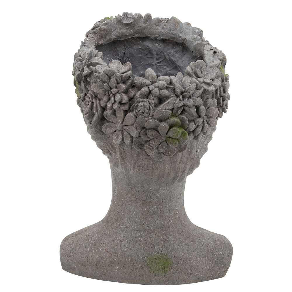 Picture of Resin 19" Lady with Daisies Planter - Gray