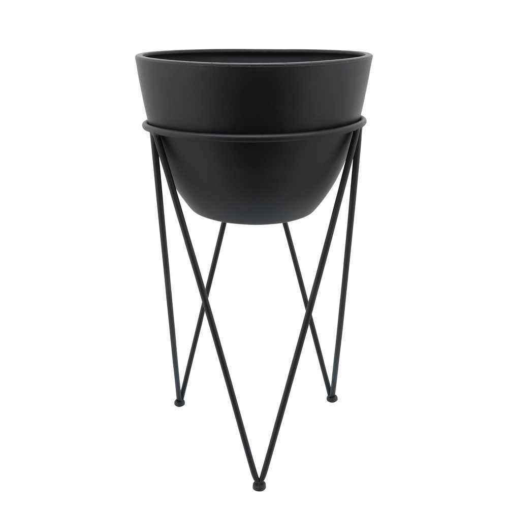 Picture of Metal 14" Planter in Stand - Black