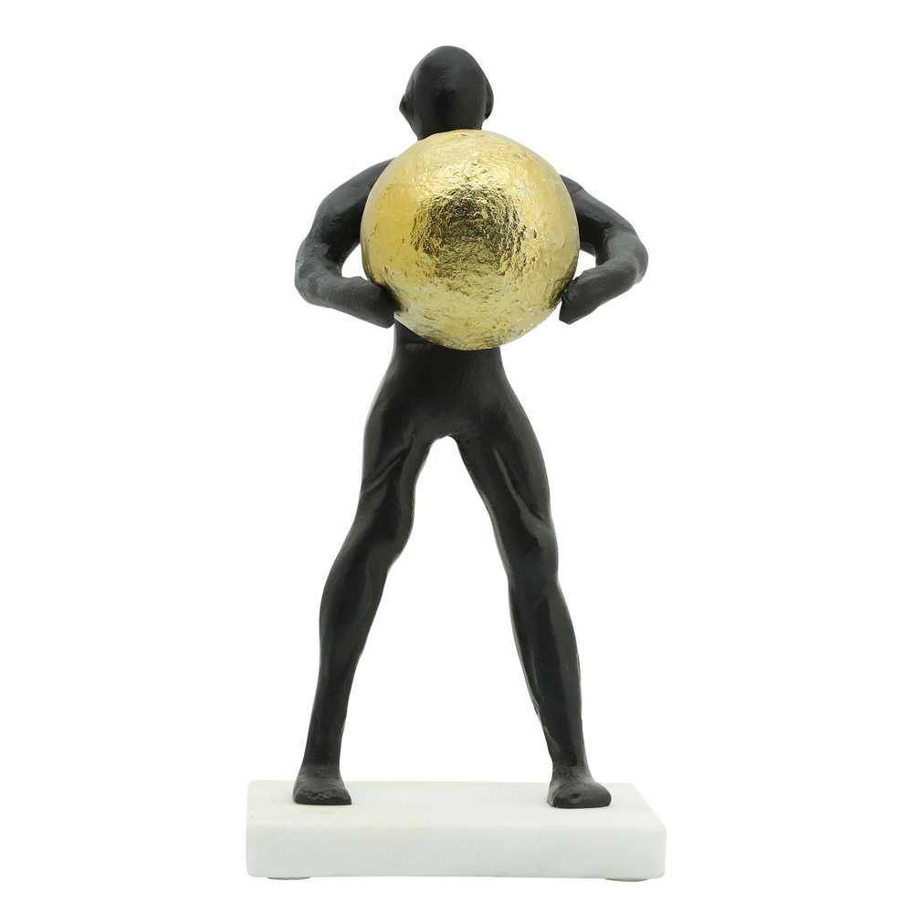 Picture of Metal 12" Man Carrying a Ball - Black and Gold