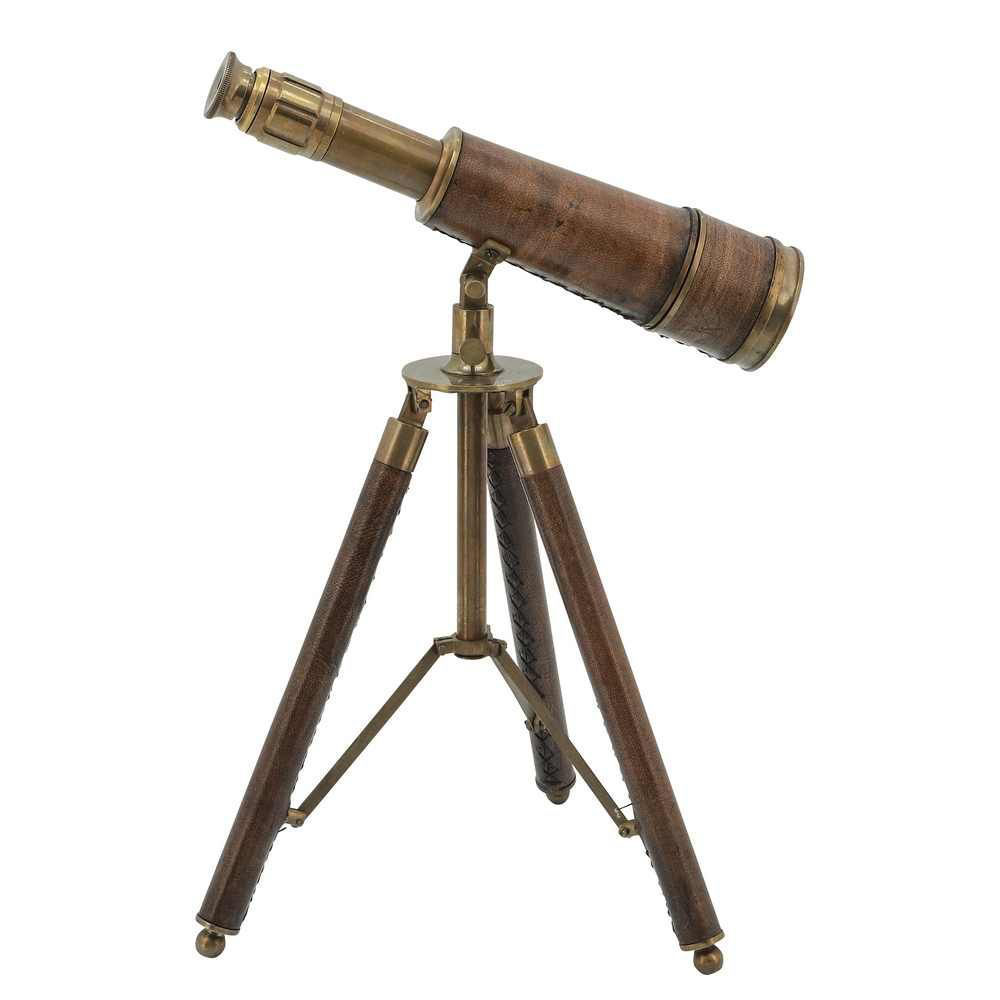 Picture of Metal 13" Scope on Stand Sculpture - Brown