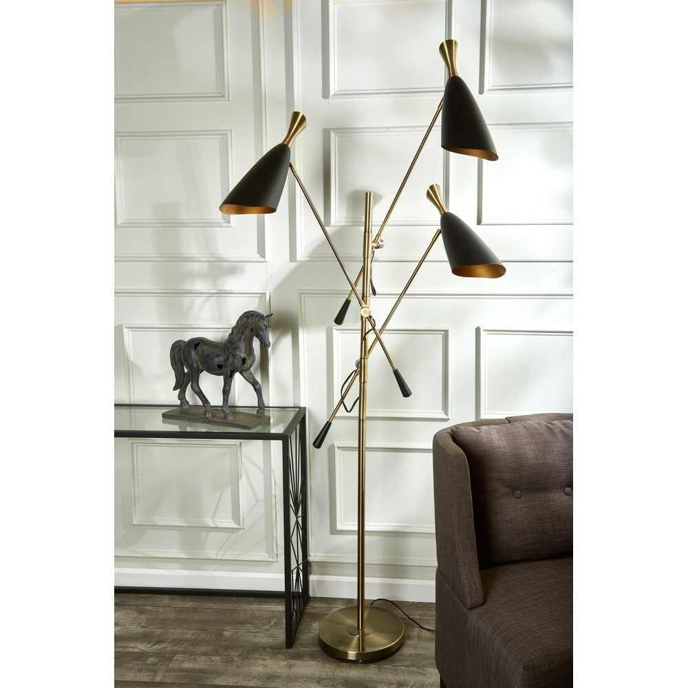 Picture of Metal 77" 3-Light Floor Lamp - Gold and Black