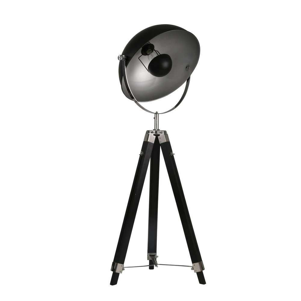 Picture of Wood 65" Tripod Spotlight Floor Lamp - Black