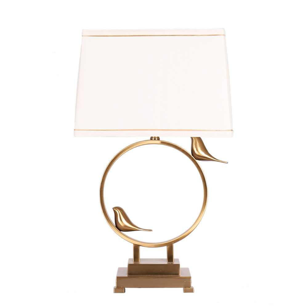 Picture of Metal 24" Circle Table Lamp with Birds - Gold