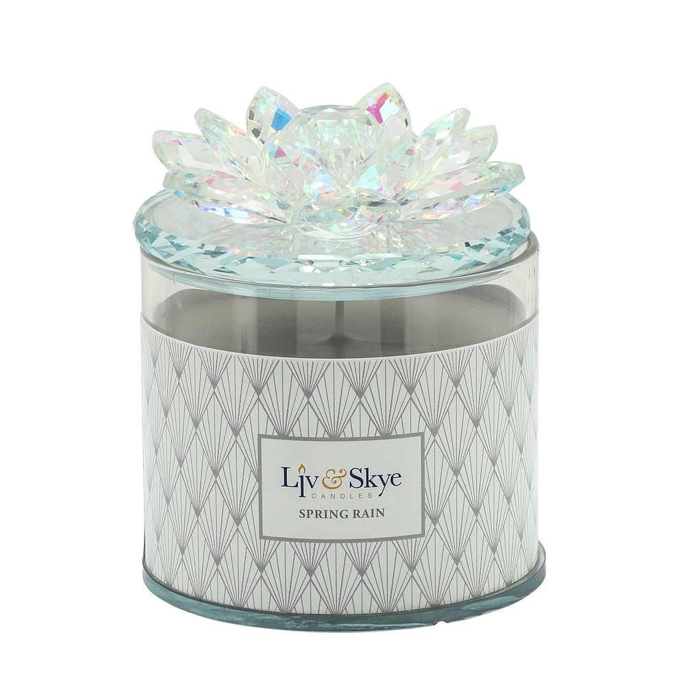 Picture of Crystal 5" Soy Candle Lotus Box - Rainbow