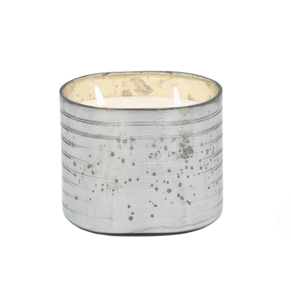 Picture of Striped Glass 40 Oz Wax Candle by Live & Skye - Gray