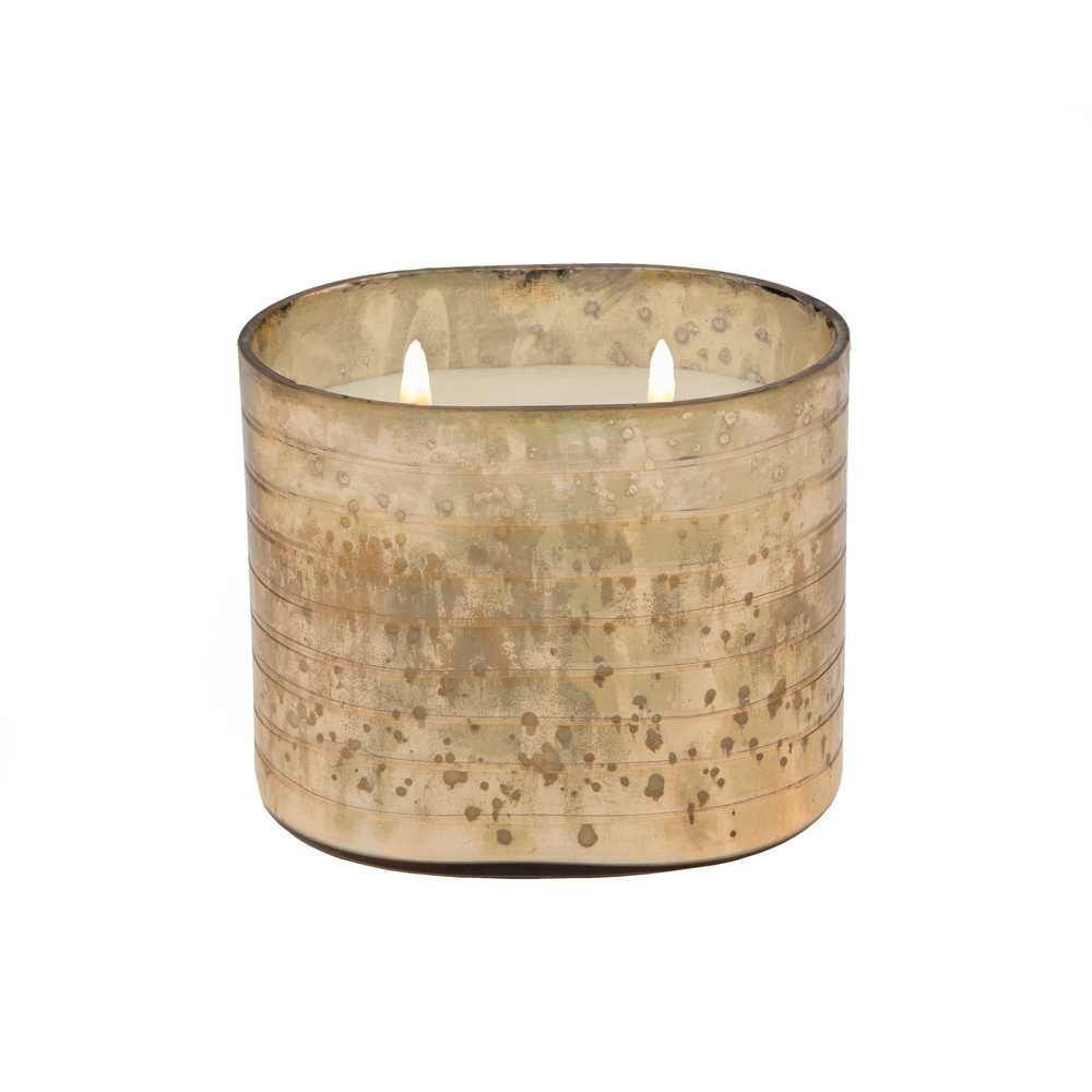 Picture of Striped Glass 40 Oz Wax Candle by Live & Skye - Gold