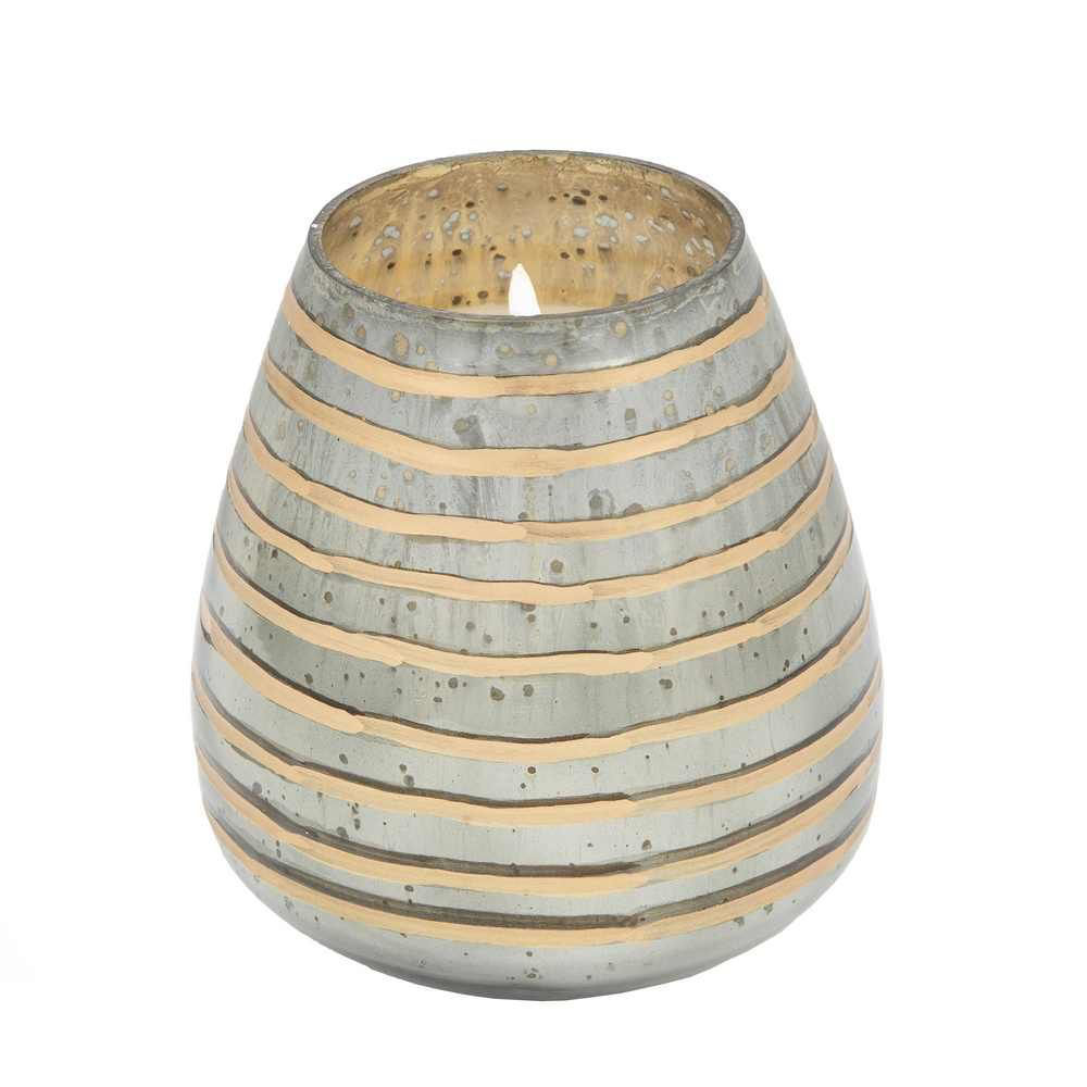 Picture of Striped Glass 64 Oz Wax Candle by Live & Skye - Bronze