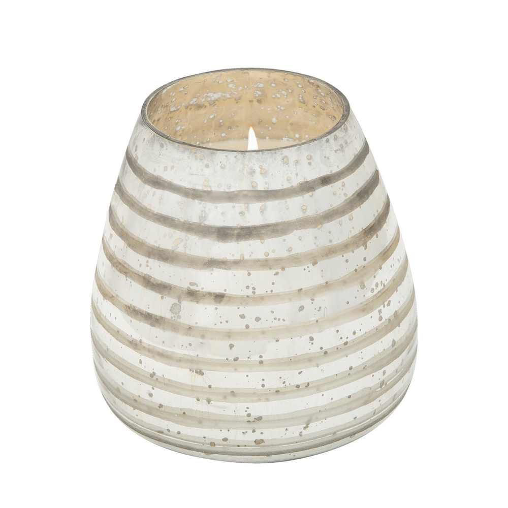 Picture of Striped Glass 64 Oz Wax Candle by Live & Skye - Silver