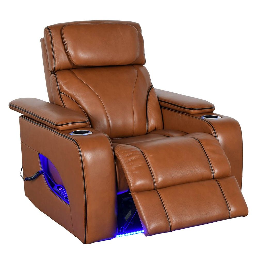 Picture of Pete Zero-Gravity Leather Recliner with Heat and Massage - Nutmeg
