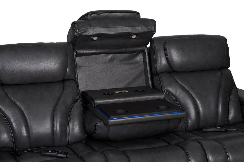 Picture of Pete Zero-Gravity Leather Reclining Sofa with Heat and Massage - Gray