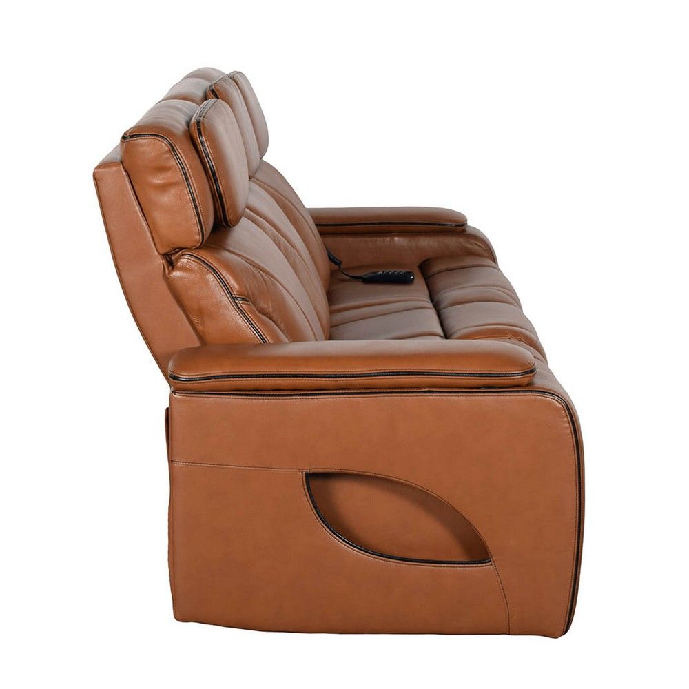 Picture of Pete Zero-Gravity Leather Reclining Sofa with Heat and Massage - Nutmeg