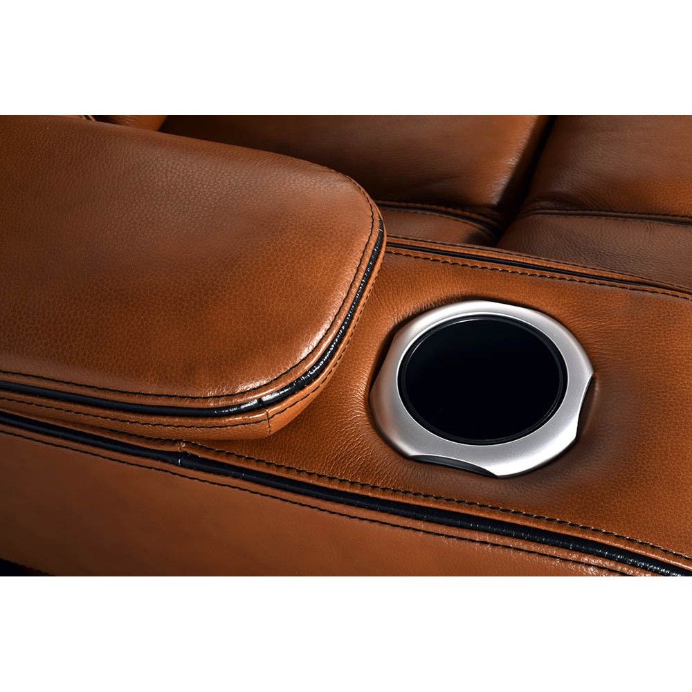 Picture of Pete Zero-Gravity Leather Reclining Sofa with Heat and Massage - Nutmeg