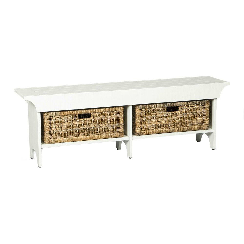 Picture of Bench with 2 Baskets - 55" - White
