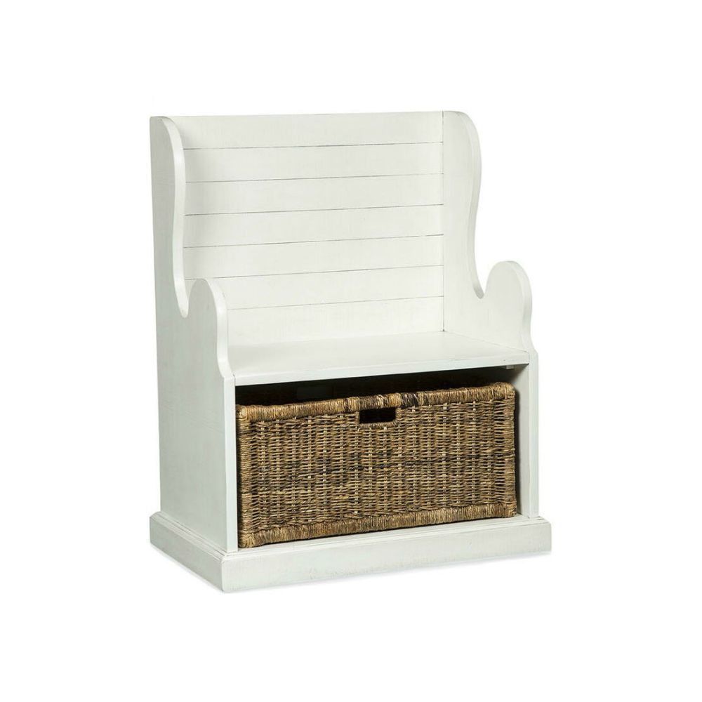 White wicker bench discount seat