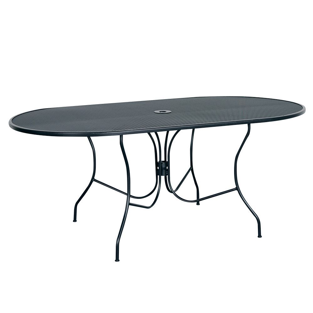 Oval wrought iron on sale patio table set