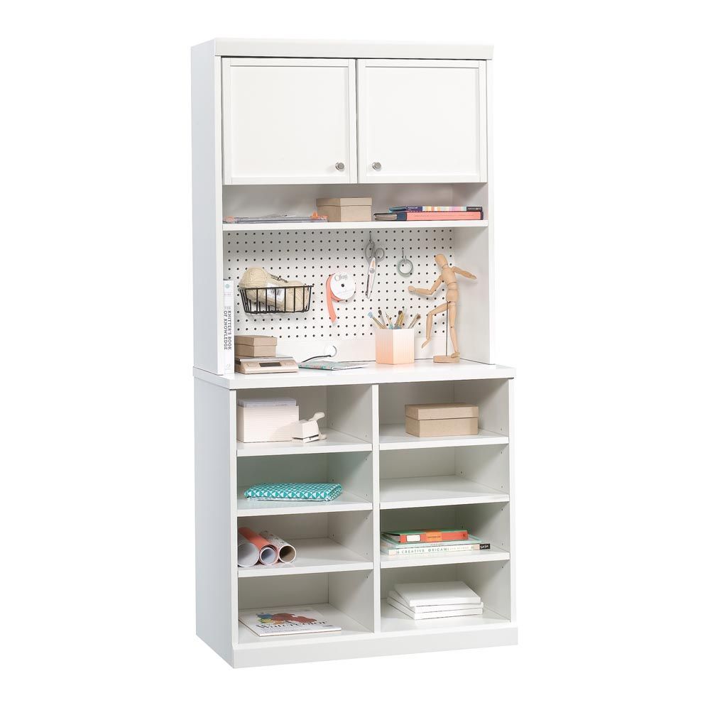 Sauder craft pro series open storage clearance cabinet in white 421405