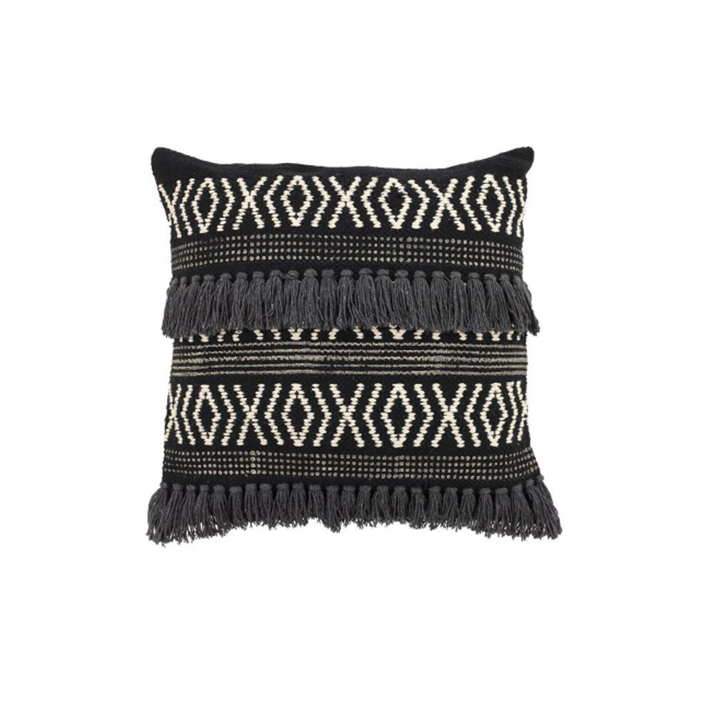 Picture of Black And White Diamond Fringe Pillow