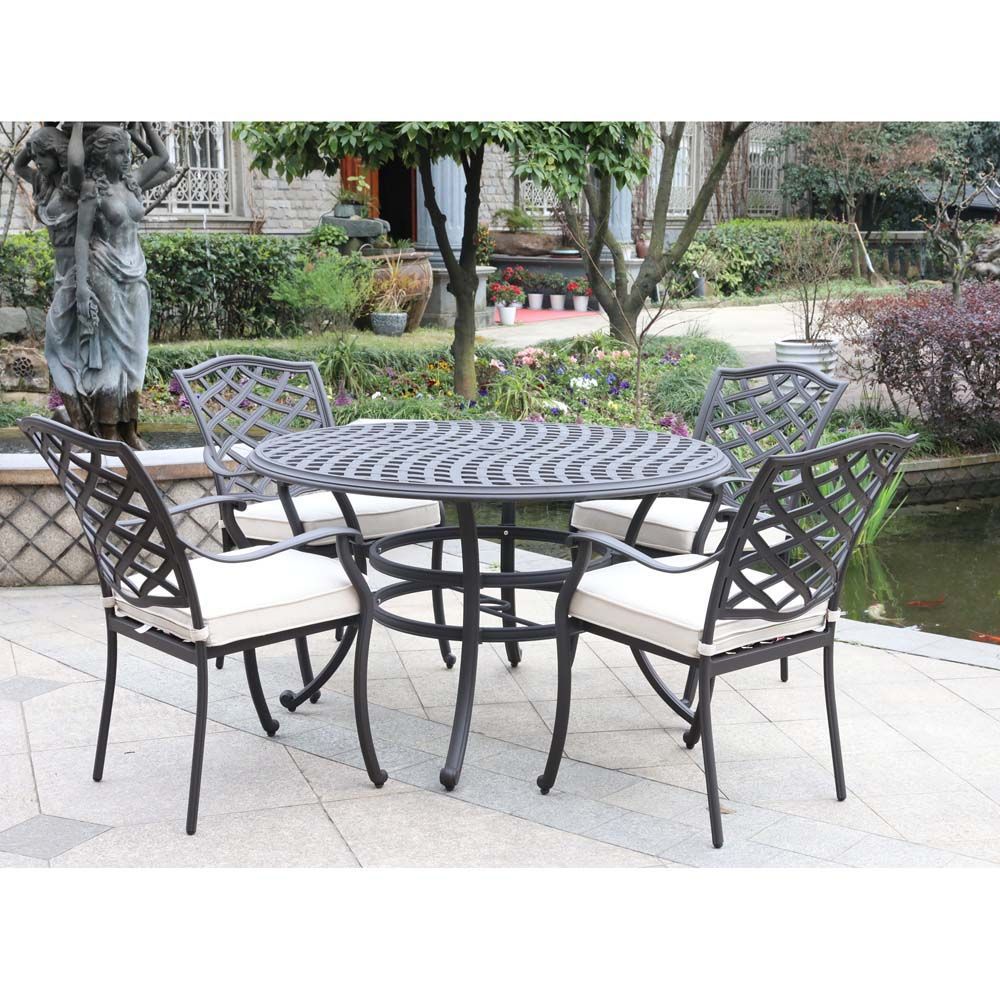 Picture of Paseo 5-Piece Outdoor Round Dining Set With Arm Chairs