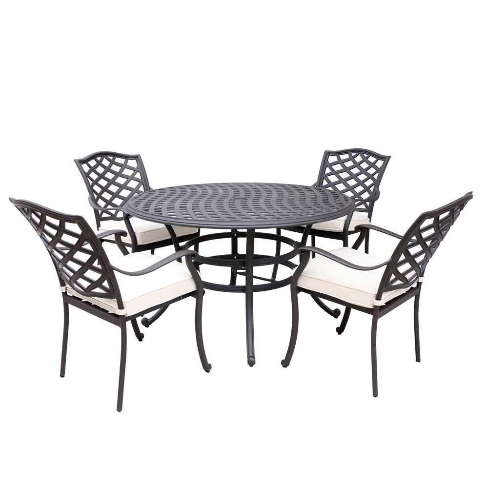 Paseo 5 Piece Outdoor Round Dining Set With Arm Chairs American