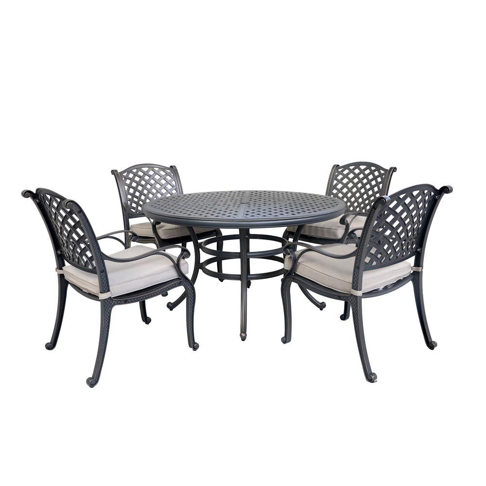Picture of Silver Outdoor 5-Piece Dining Set With Four Arm Chairs