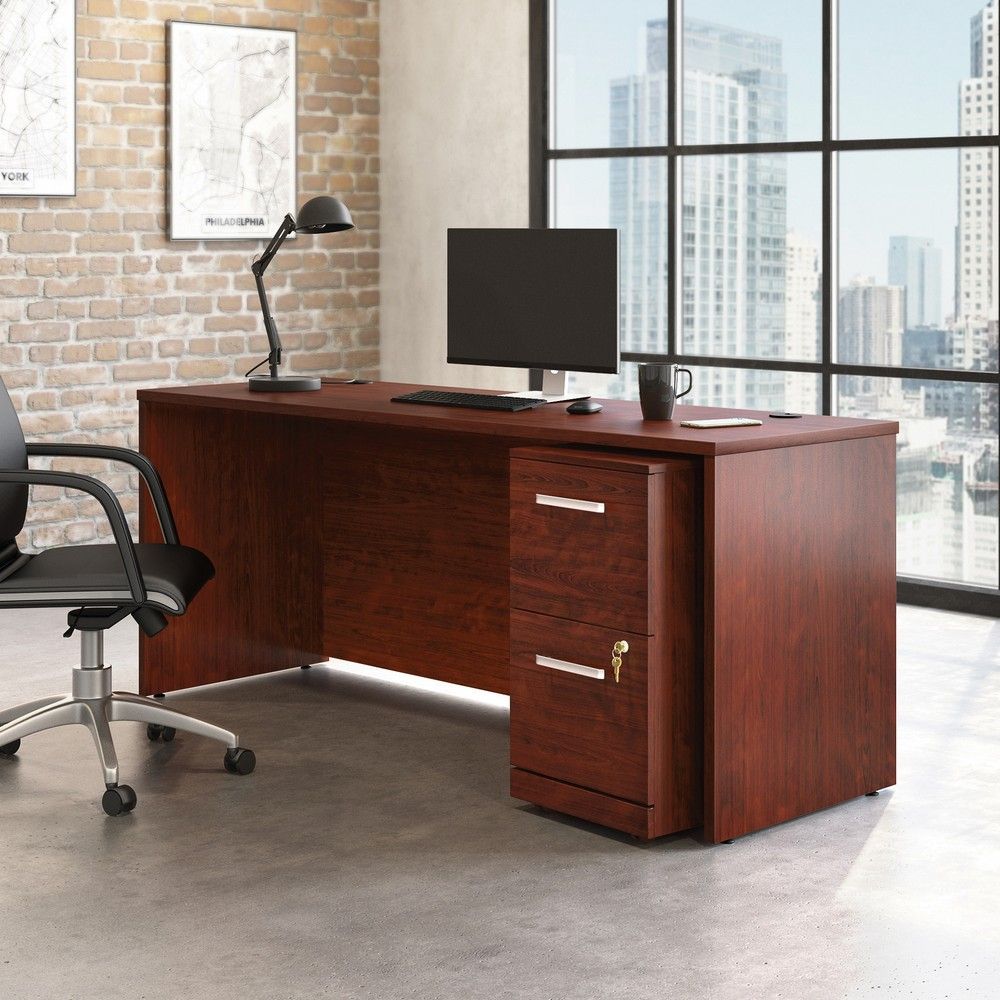 Picture of Affirm Single Pedestal Desk - Classic Cherry