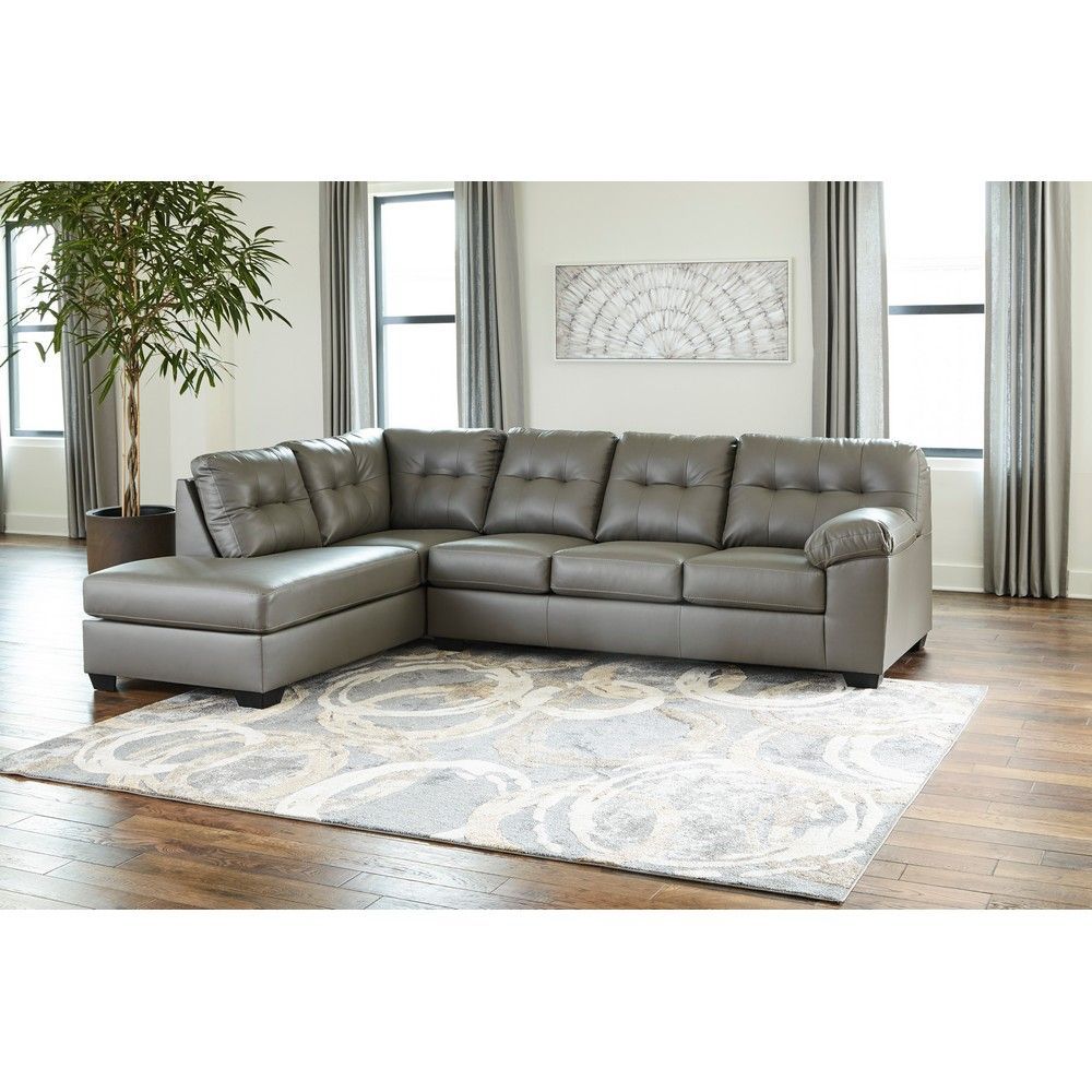 Picture of Don Faux Leather 2-Piece Sectional with Chaise - Gray