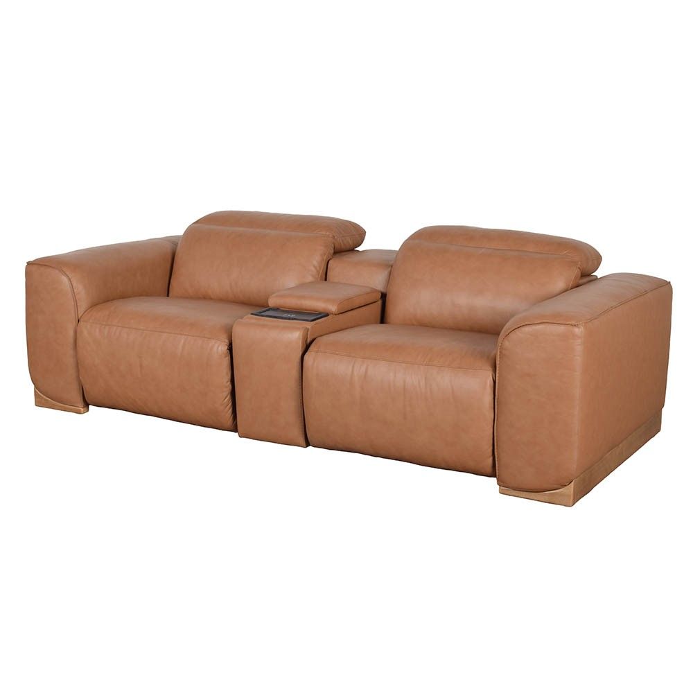Picture of Bondi Leather Power Reclining Console Loveseat with Power Headrests