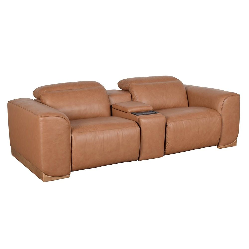 Picture of Bondi Leather Power Reclining Console Loveseat with Power Headrests