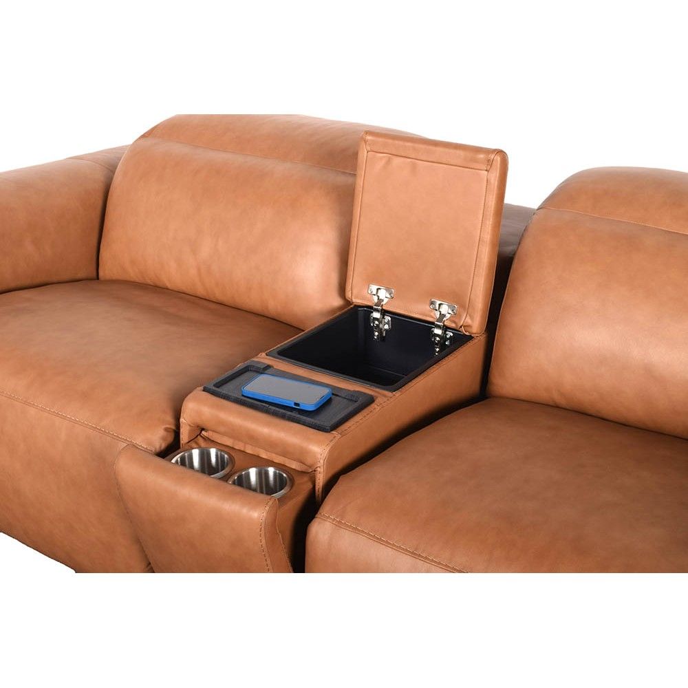Picture of Bondi Leather Power Reclining Console Loveseat with Power Headrests
