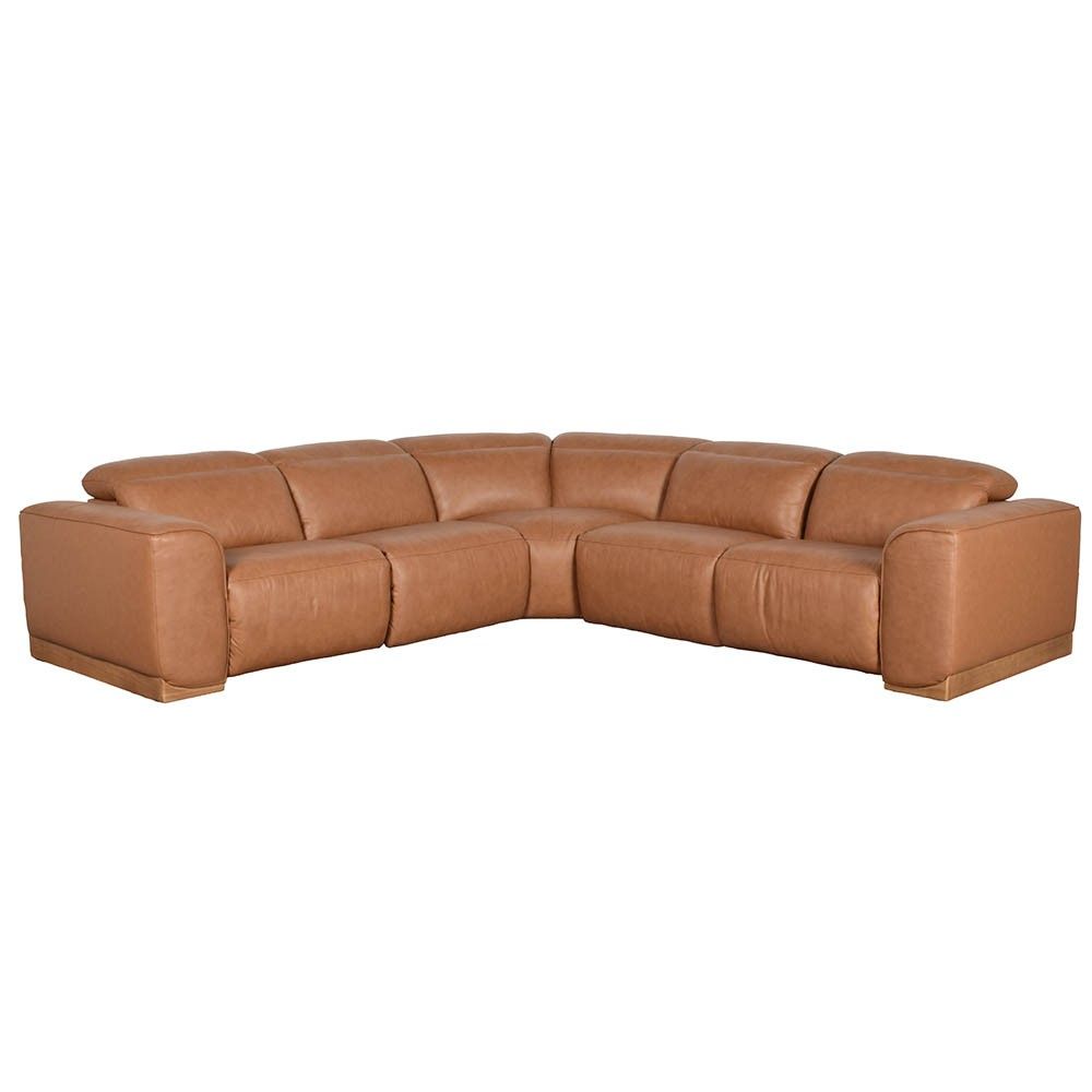 Bondi 5 piece Leather Power Reclining Sectional with Power Headrests