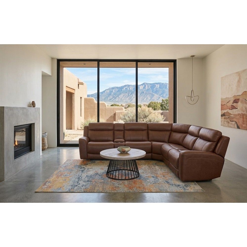 Picture of Calgary 6-Piece Power Sectional - Autumn Umber