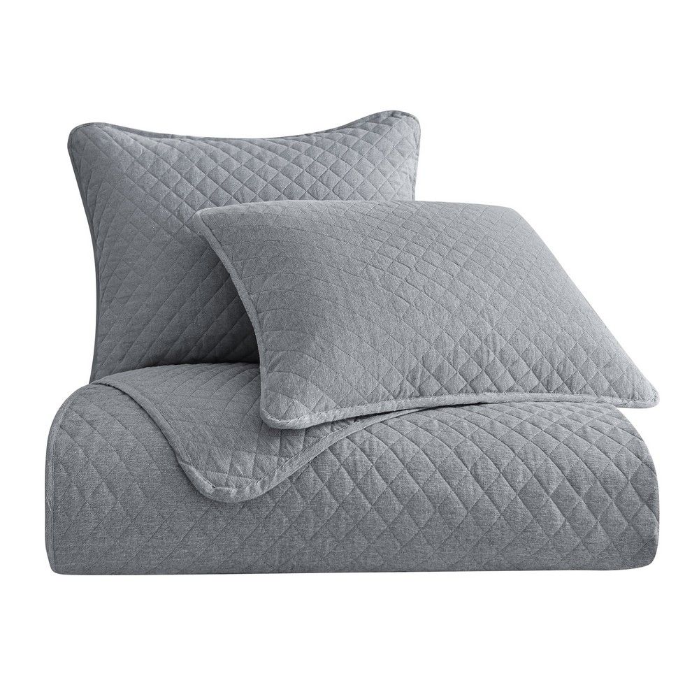 Picture of Anna Diamond Quilted Coverlet 3-Piece Coverlet Set - Gray - Full and Queen