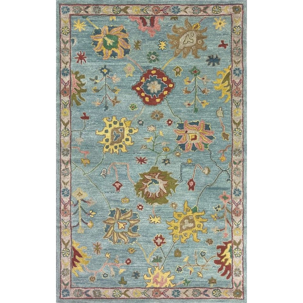 Picture of BRO42 Blue Multi Wool Hand Made Transitional Rug