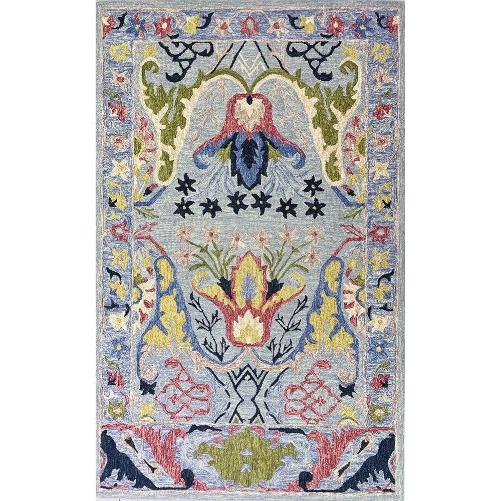 Picture of R2311 Light Blue Multi Wool Hand Made Transitional Rug - 5' x 8'