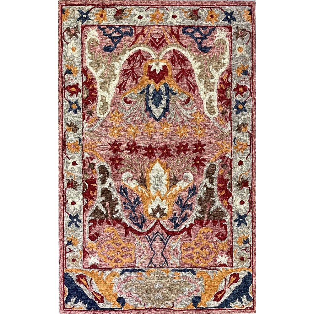 Picture of R2311 Red Multi Wool Hand Made Transitional Rug - 5' x 8'