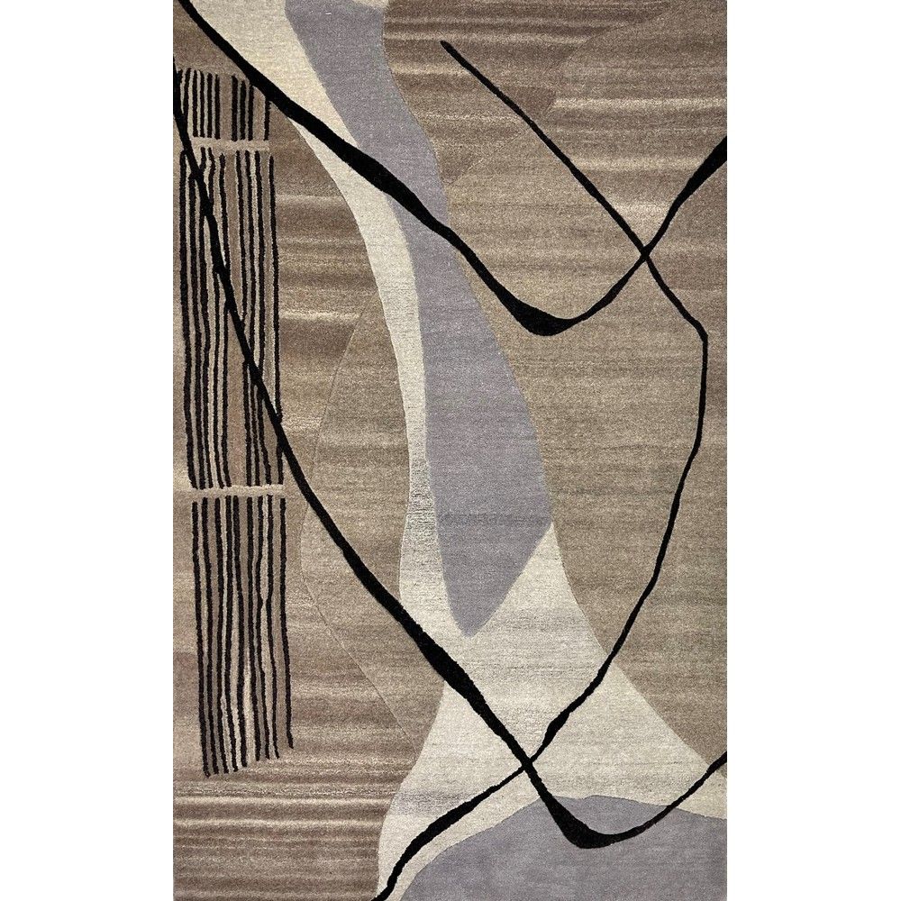 Picture of T1833 Beige Gray Wool Hand Made Contemporary Rug