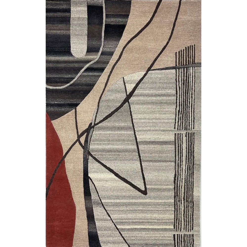 Picture of T1835 Gray Black Wool Hand Made Contemporary Rug